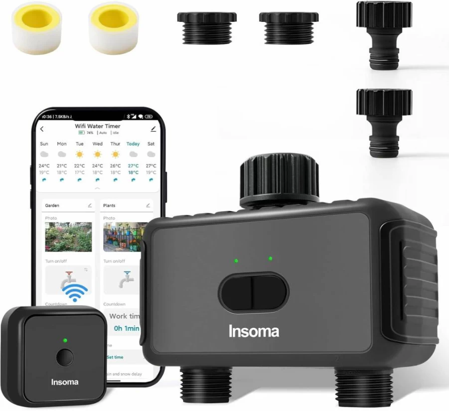 Insoma Smart WiFi Hose Timer - Alexa Compatible Automatic Irrigation Controller for Lawn, Garden & Yard
