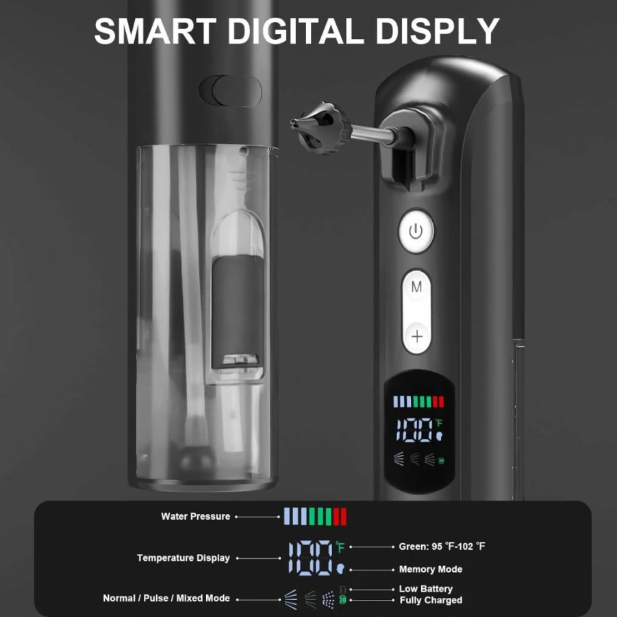 YHYXPO Electric Ear Wax Removal Kit - Smart Display, IPX6 Waterproof, 8 Pressure Modes for Safe Ear Cleaning for Adults & Kids