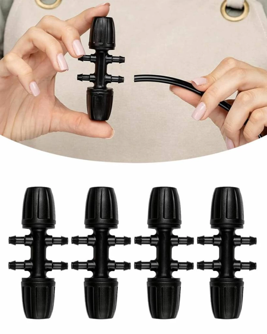 Toki-dot 6-Way Drip Irrigation Connector Kit - 1/2" to 1/4" for Garden, Lawn, Hydroponic & Indoor/Outdoor Plants