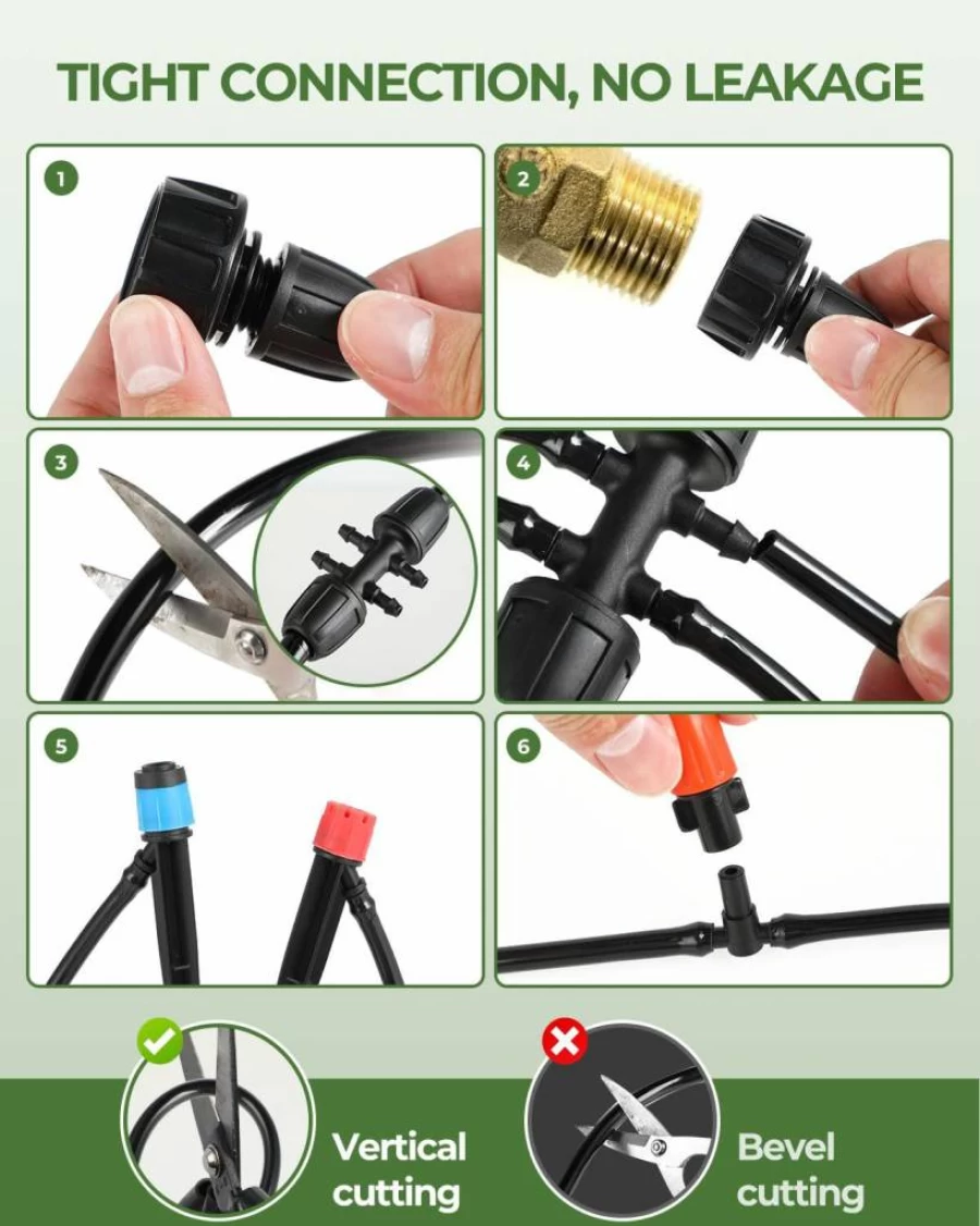 Toki-dot 6-Way Drip Irrigation Connector Kit - 1/2" to 1/4" for Garden, Lawn, Hydroponic & Indoor/Outdoor Plants