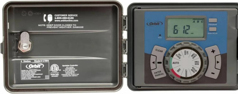 Orbit 57894 4-Zone Outdoor Sprinkler Timer with Swing Panel for Easy Programming