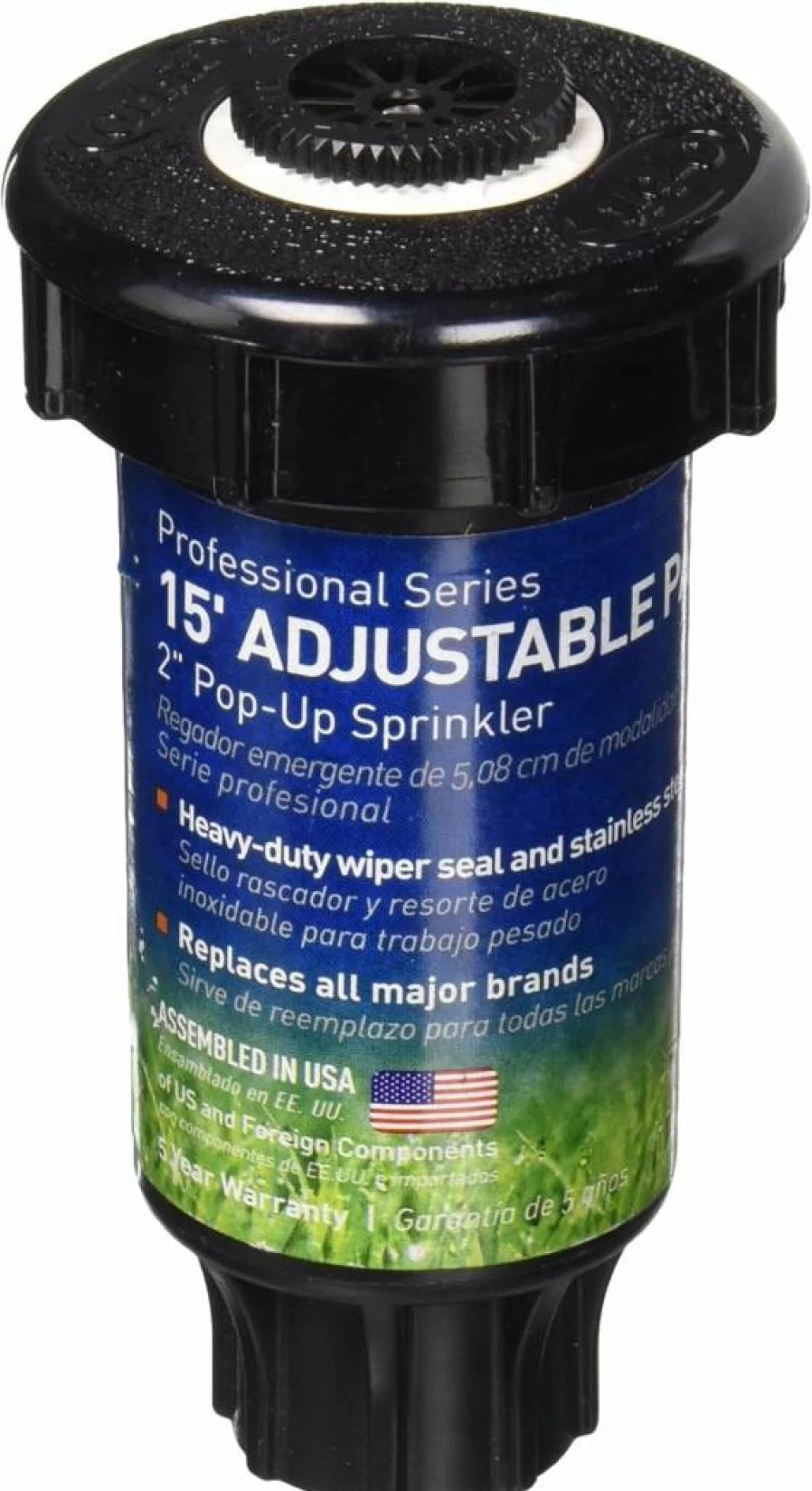 Orbit 54116 2-Inch Pop-Up Sprinkler Head with Adjustable 10-15 Foot Spray Coverage for Partial to Full Circle Irrigation