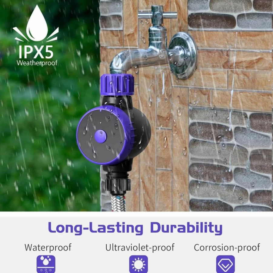 Smart WiFi & Bluetooth Irrigation Timer - App & Voice Controlled Sprinkler System with Rain Delay, Auto/Manual Watering for Lawn, Garden, Yard