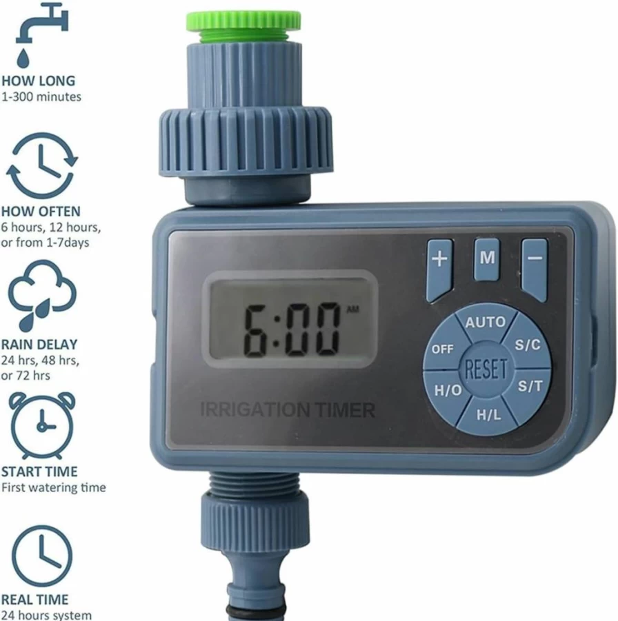 NANZU Green Smart LCD Automatic Water Timer - Digital Irrigation Controller with Waterproof Cover for Home Garden Pump System
