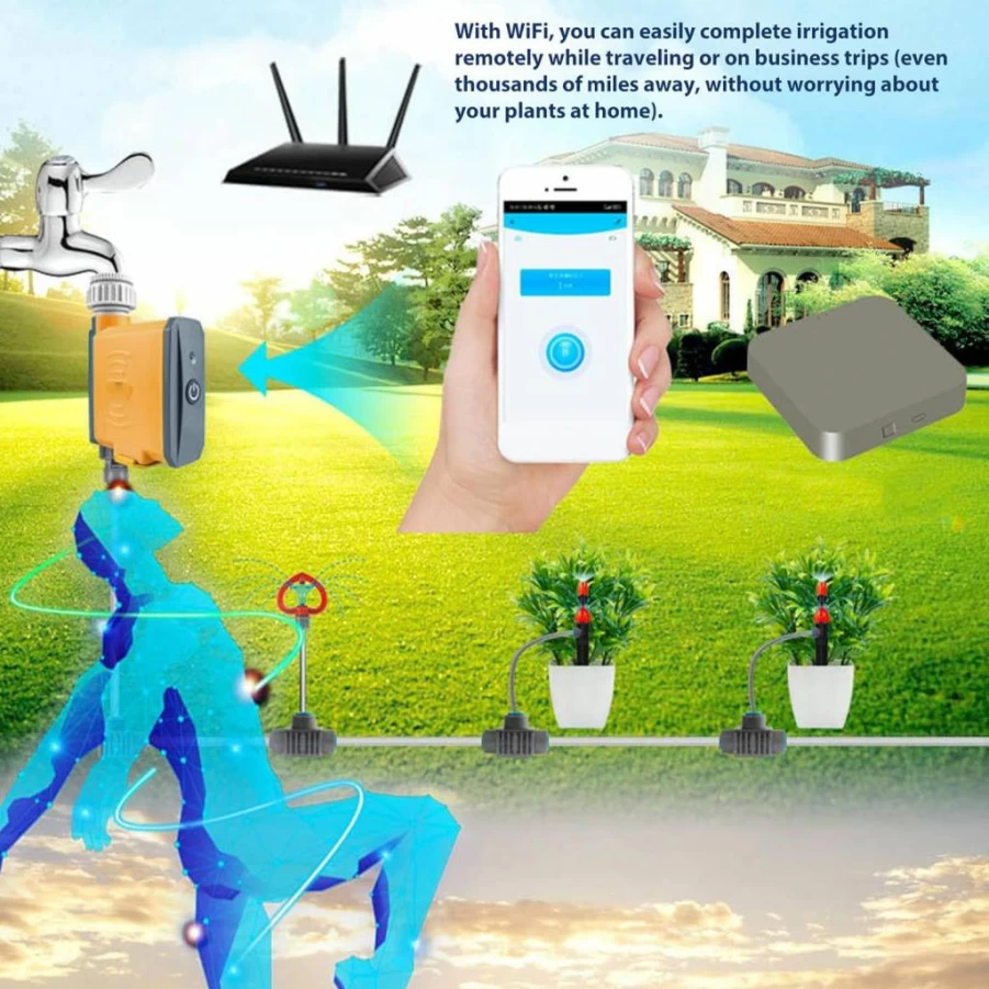 Yechiry Smart Zigbee Water Timer for Garden & Lawn - Automatic Irrigation Controller with Smartphone App, Hose & Sprinkler Remote Control