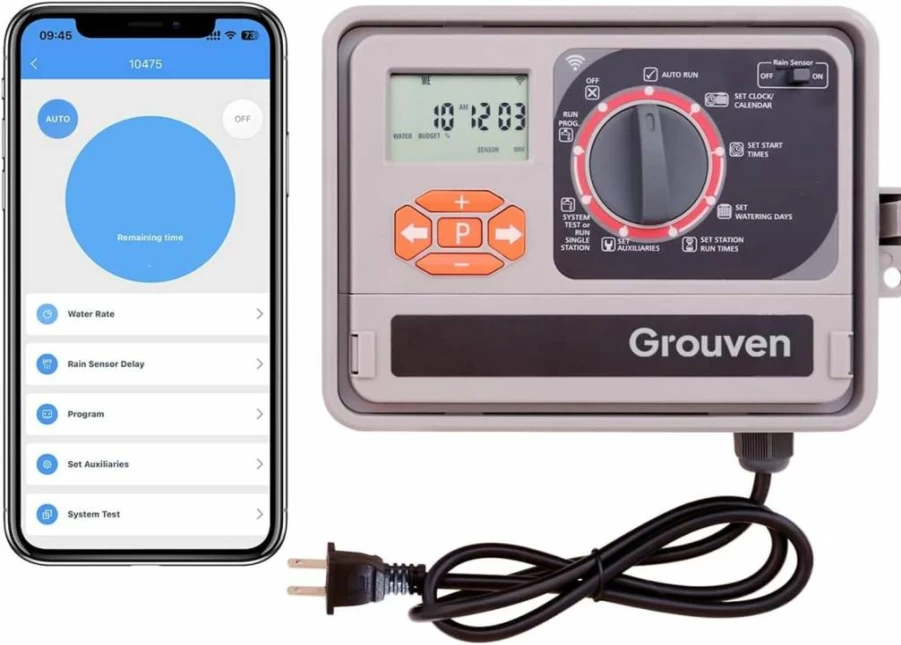 Grouven Smart WiFi Sprinkler Controller - 11-Zone Automatic Watering System for Indoor/Outdoor Garden Irrigation, Compatible with Alexa & Google Assistant
