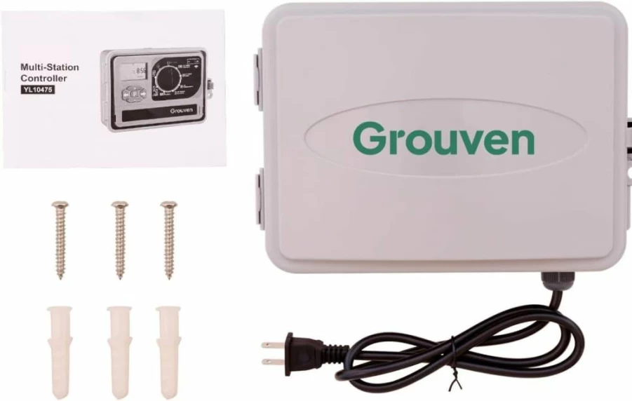 Grouven Smart WiFi Sprinkler Controller - 11-Zone Automatic Watering System for Indoor/Outdoor Garden Irrigation, Compatible with Alexa & Google Assistant