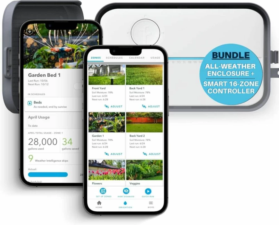 Rachio 3 Smart Sprinkler Controller Bundle - 16 Zone Alexa Compatible with Weather Intelligence Plus, Rain Skip & Outdoor Enclosure